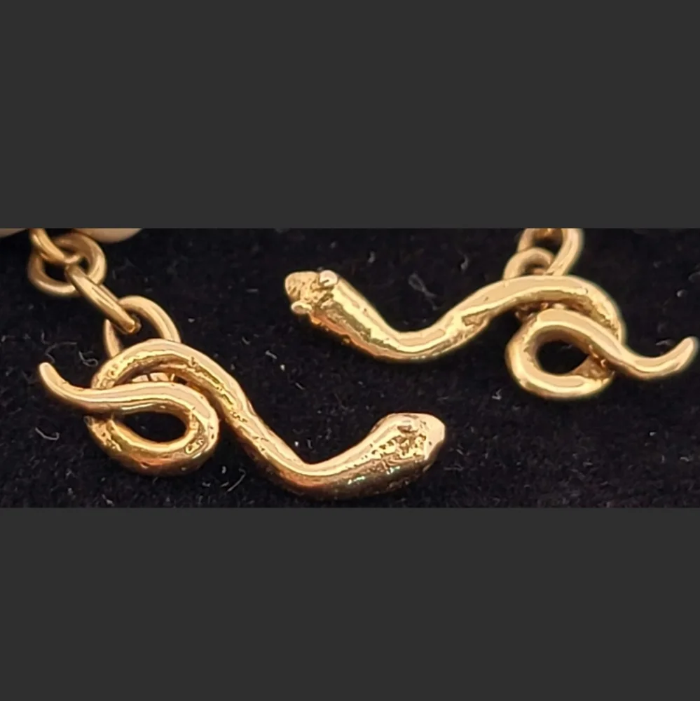 Antique Snake Skull Enamel Diamond Cuff Links 14K Yellow Gold-Estate Jewelry 10g